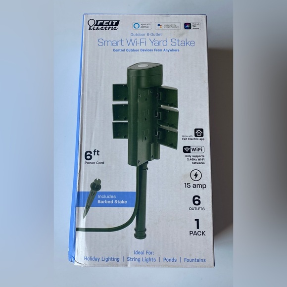 NIB Feit Electric Smart Wi-Fi Outdoor 6 Outlet Yard Stake Green - Picture 5 of 9